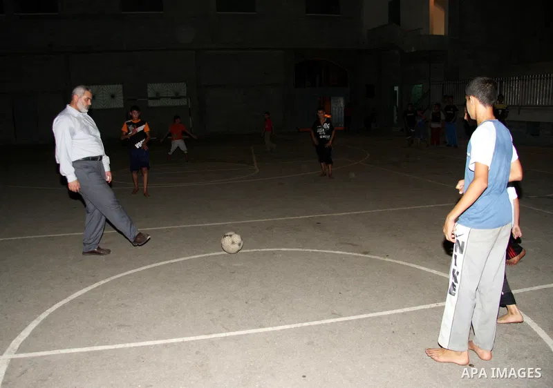 Palestinian deposed Prime Minister Ismail Haniyeh playing tennis, football and Games with children in Gaza City.