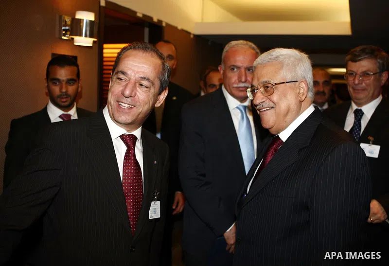 Palestinian President Mahmoud Abbas meets with the Prime Minister of Malta Lawrence Gonzi in New York City.