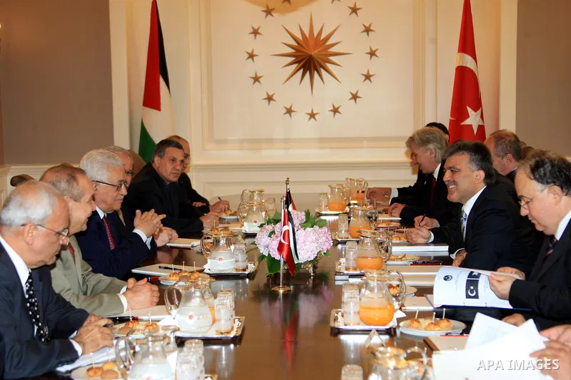 Palestinian President Mahmoud Abbas meets with Turkish President Abdullah Gul in Ankara on July 17, 2009. Photo by Omar Rashidi