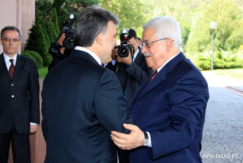 Palestinian President Mahmoud Abbas meets with Turkish President Abdullah Gul in Ankara on July 17, 2009. Photo by Omar Rashidi