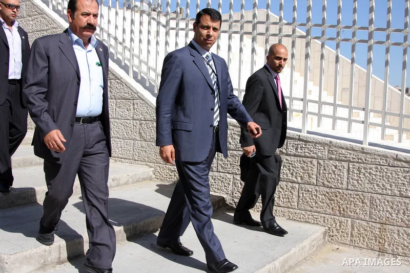 Senior leader of Fatah movement Mohammed Dahalan during his arrival to attend the sixth conference of the Revolutionary Council of Fatah in the West Bank city of Bethlehem on Aug 4, 2009. Photo by Issam Rimawi