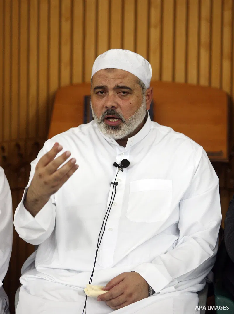 Palestinian prime minister of Hamas Ismail Haniya delivers a speech during the Taraweeh prayers of Ramadan at a mosque in Gaza ,Friday, Aug. 21, 2009. Starting this weekend, Muslims around the world will mark the beginni...