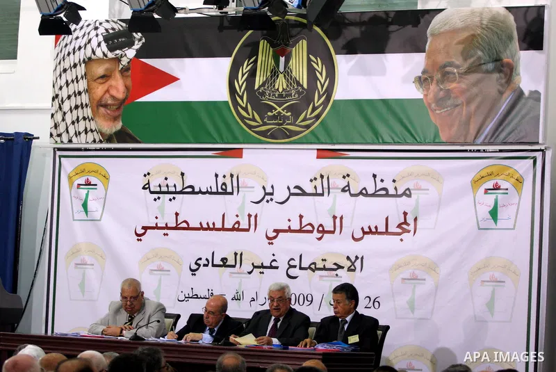 Palestinian President Mahmoud Abbas speaks during the meeting of Palestinian National council in the West Bank city of Ramallah August 26, 2009. Photo By Issam Rimawi