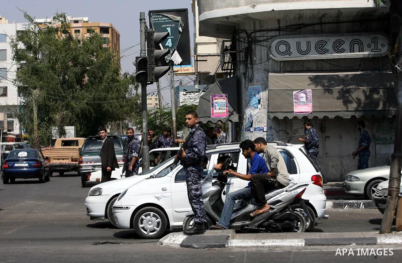 Hamas policemen patrol a street in Gaza City on September 3, 2009. A tiny Islamist group called Jund Ansar Al-Jihad wal Sunna -- The Soldiers of the Partisans of Jihad and the Tradition of the Prophet -- claimed responsi...