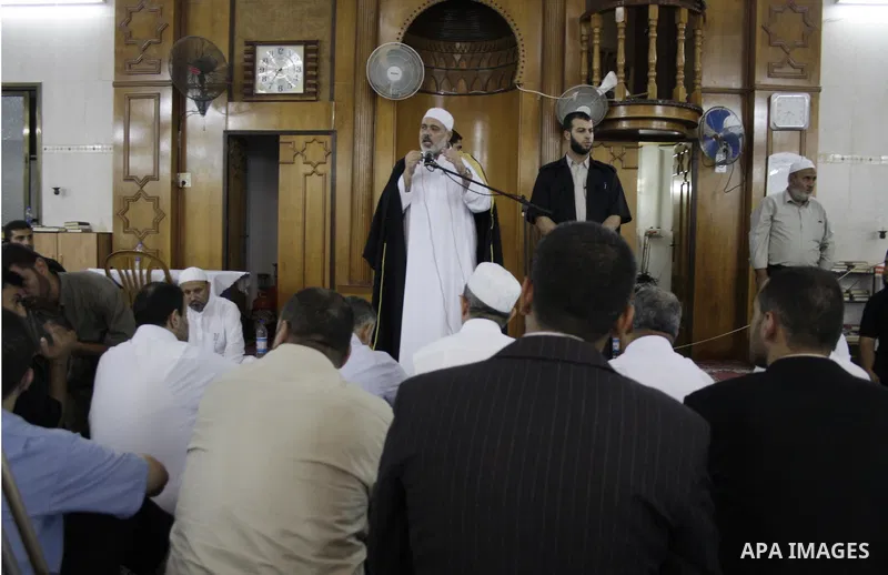 A Palestinian prime minister of Hamas Ismail Haniya Attends the Tarraweh prayers during the Islamic holy month Ramadan at a mosque in Deir al-Balah central Gaza strip on Sep 12, 2009. Photo by Ashraf amra