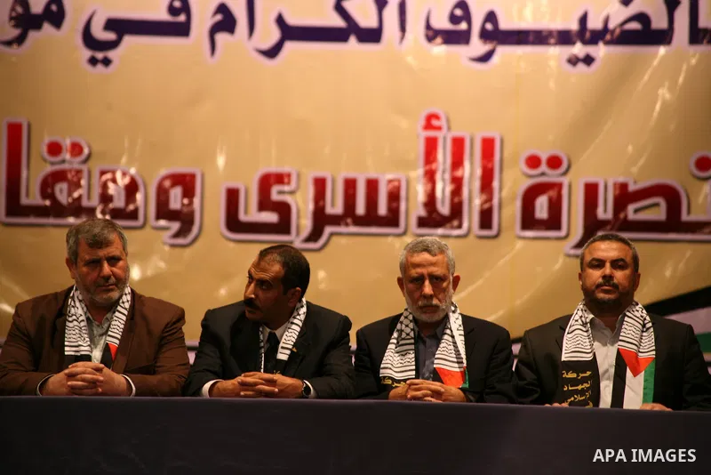 Palestinian factions leaders take part in a conference on Prisoner Day in Gaza City on April 17, 2010 to demand the release of Palestinian prisoners held in Israeli jails. More than 7,000 Palestinians, including 270 who...