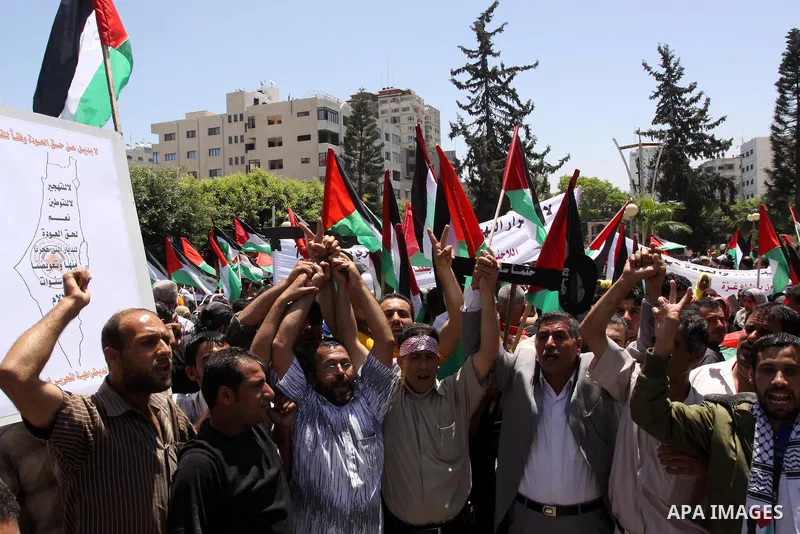 Palestinians attend a Nakba rally in Gaza City May 15, 2010. Palestinians mark "Nakba" (Catastrophe) on May 15 to commemorate the time when hundreds of thousands of Palestinians were expelled or fled from their homes in...