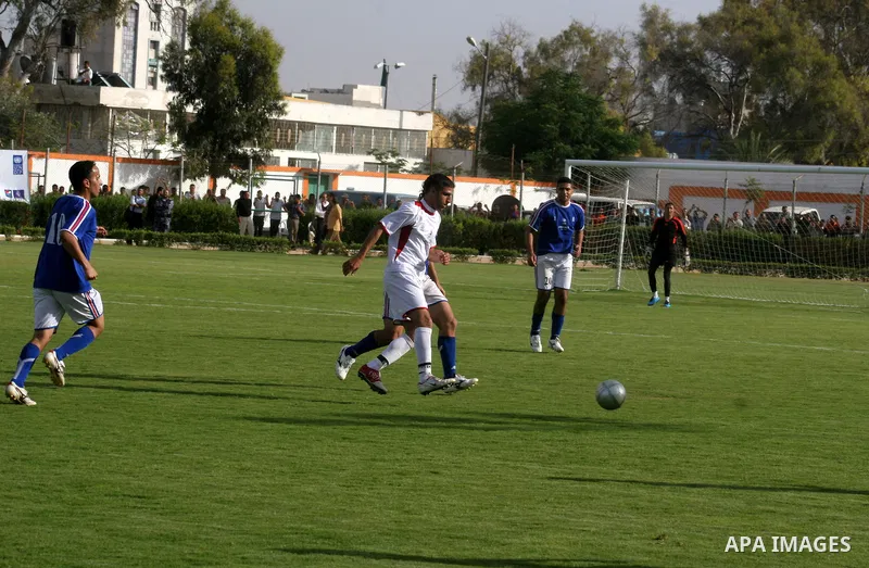 Palestinians play a soccer match between France and Jordan during the final match of Gaza's version of the World Cup in Gaza City on May 15,2010. The Gaza Strip kicked off its own version of the World Cup with teams of P...