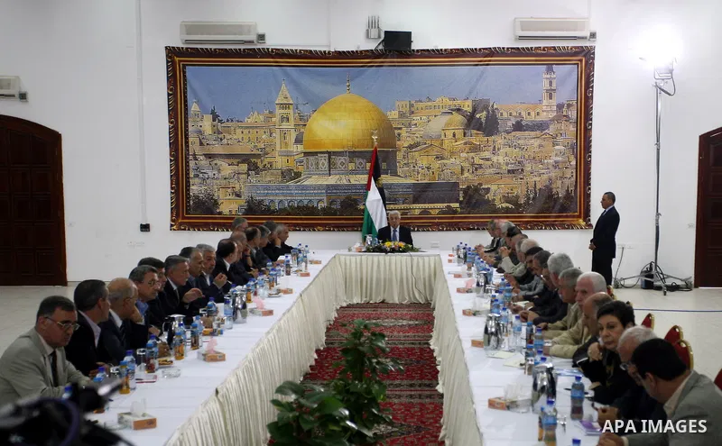 Palestinians President Mahmoud Abbas attends a meeting of the Palestinian leadership in the West Bank town of Ramallah, on 31 May 2010. Abbas condemned the long-anticipated Israeli takeover of six ships carrying humanita...