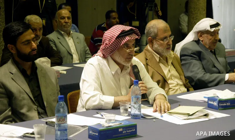 Palestinian parliament members participate in a meeting at the Palestinian Legislative council headquarters in Gaza City on June 7,2010. Photo by Ali Jadallah