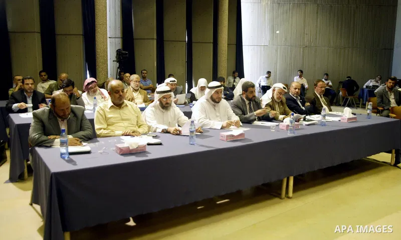 Palestinian parliament members participate in a meeting at the Palestinian Legislative council headquarters in Gaza City on June 7,2010. Photo by Ali Jadallah