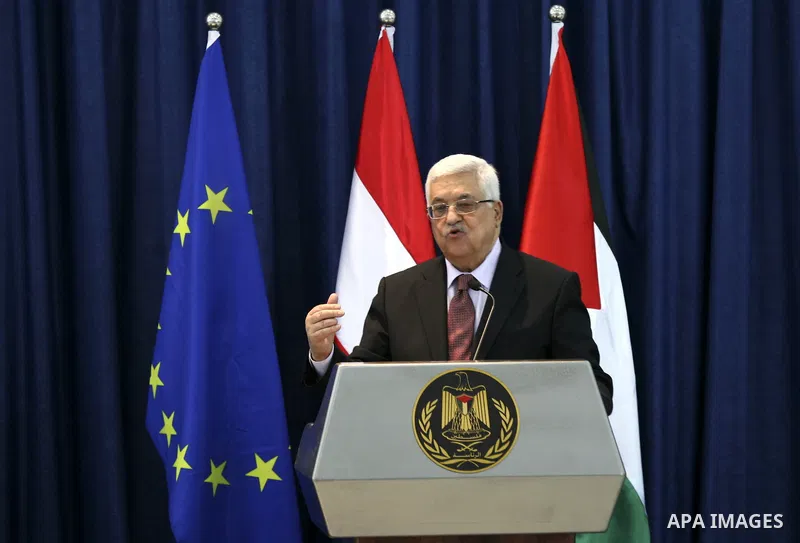 Palestinian President Mahmoud Abbas and Austrian Chancellor Werner Faymann (not seen) hold a joint news conference in the West Bank city of Ramallah on June 24, 2010. Photo by Eyad Jadallah