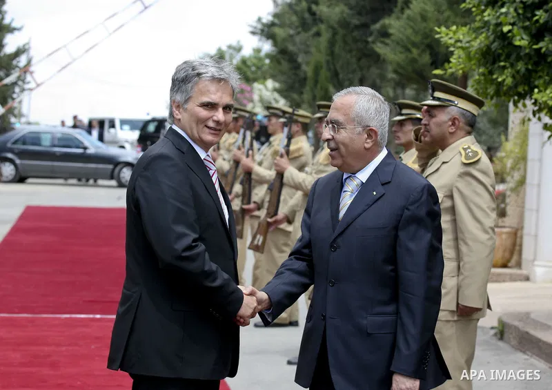 Palestinian Prime Minister Salam Fayyad meets the Ausrtian Chancellor, Werner Faymann in the West Bank city of Ramallah on June 24, 2010. Photo by Eyad Jadallah