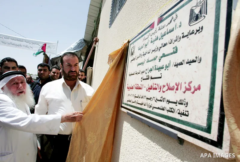 Palestinian interior Minister, Fathi Hamad attends the opening of a new prison in the southern of Gaza strip town of Khan Yunis on June 28,2010.The detention facility was opened after the main prison was destroyed during...