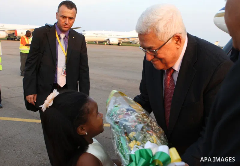 Palestinian President Mahmoud Abbas (Abu Mazen) during his arriving to Uganda to participate in the African summit on July 24,2010. Photo by Thaer Ganaim