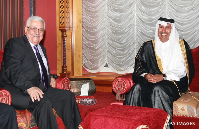Palestinian President Mahmoud Abbas (Abu Mazen) during the meeting with the Prime Minister of Qatar, Sheikh Hamad bin Jassem al-Thani in Doha on August 13,2010. Photo by Thaer Ganaim
