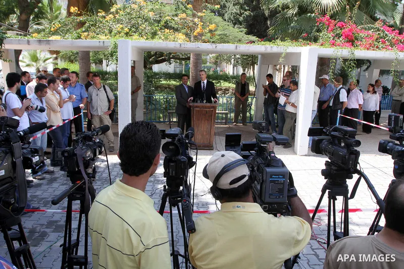Norway's Foreign Minister Jonas Gahr Stoere speaks to the media during a news conference at the U.N. Relief and Works Agency (UNRWA) headquarters in Gaza City August 16, 2010. The Palestinian Authority's budget is in the...