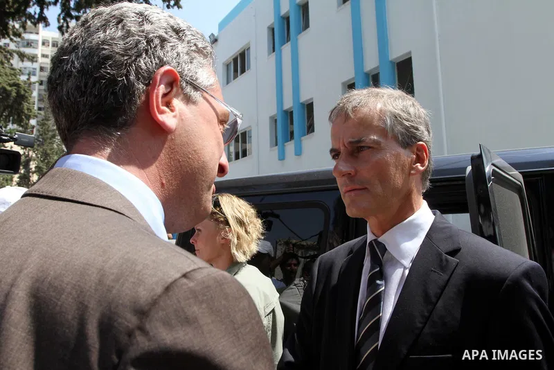 Norway's Foreign Minister Jonas Gahr Stoere walks before a news conference at the U.N. Relief and Works Agency (UNRWA) headquarters in Gaza City August 16, 2010. The Palestinian Authority's budget is in the red and donor...
