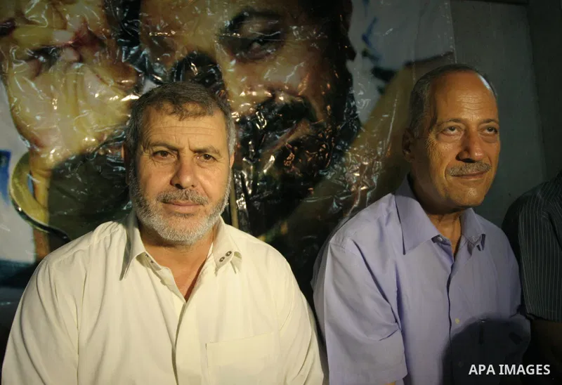Palestinian factions leaders take part in a protest calling for the release of Palestinian prisoners from Israeli jails at the Red Cross office in Gaza City on Sept. 9,2010. Palestinians will sleep at the Red Cross offic...