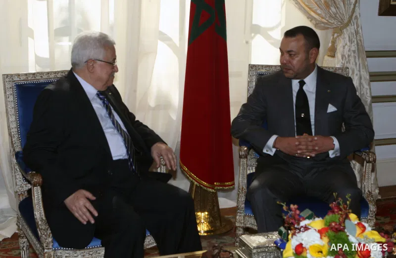 Palestinian President Mahmoud Abbas (Abu Mazen) during a meeting with the King of Morocco, Mohammed VI, in New York on Sept 22,2010. Photo by Thaer Ganaim
