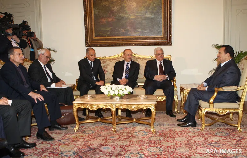 Palestinian President Mahmoud Abbas (Abu Mazen) during a meeting with Egyptian President Hosni Mubarak , in Cairo on Oct. 5,2010 . Photo by Thaer Ganaim