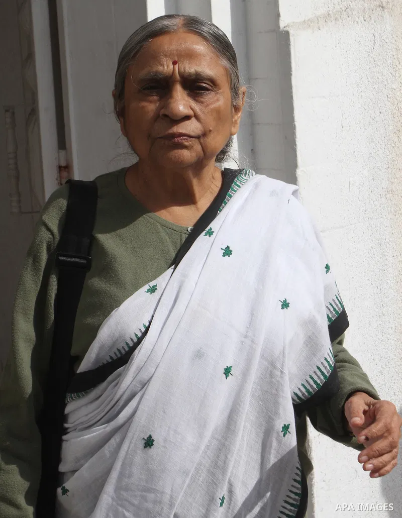 Indian women's rights campaigner and a delegate of The Elders, Ela Bhatt, after their visit to the human rights centre with other members of the delegation in the Gaza Strip on October 16, 2010 during the group's visit t...