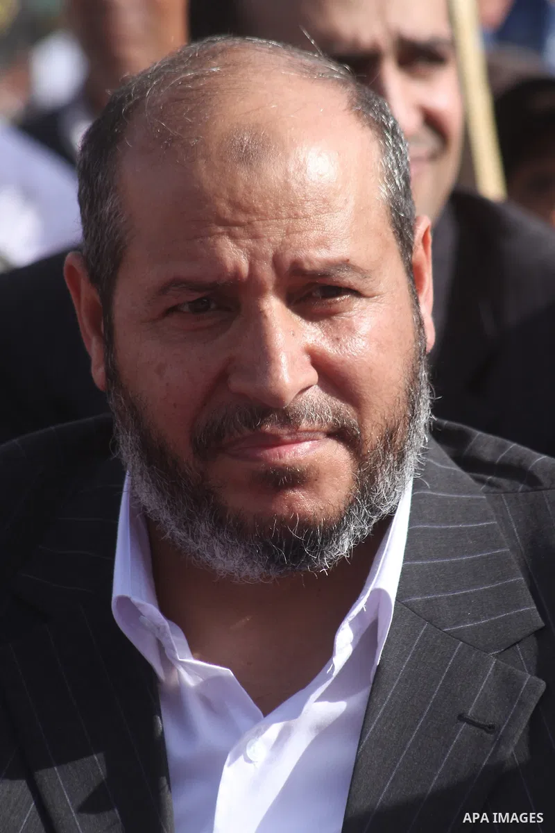 Hamas leader , Khalil al-Hayya attends a rally to mark the 23rd anniversary of the establishment of the Islamic Jihad movement and the assassination of the founder of their movement Fathi Shiqaqi , in Gaza city on Oct. 2...