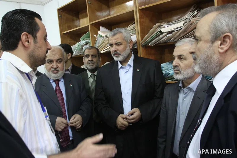 Palestinian Prime Minister in Gaza Strip , Ismail Haniyeh during a visit to courts complex , in Gaza City on Oct. 31,2010 . Photo by Mohammed Asad