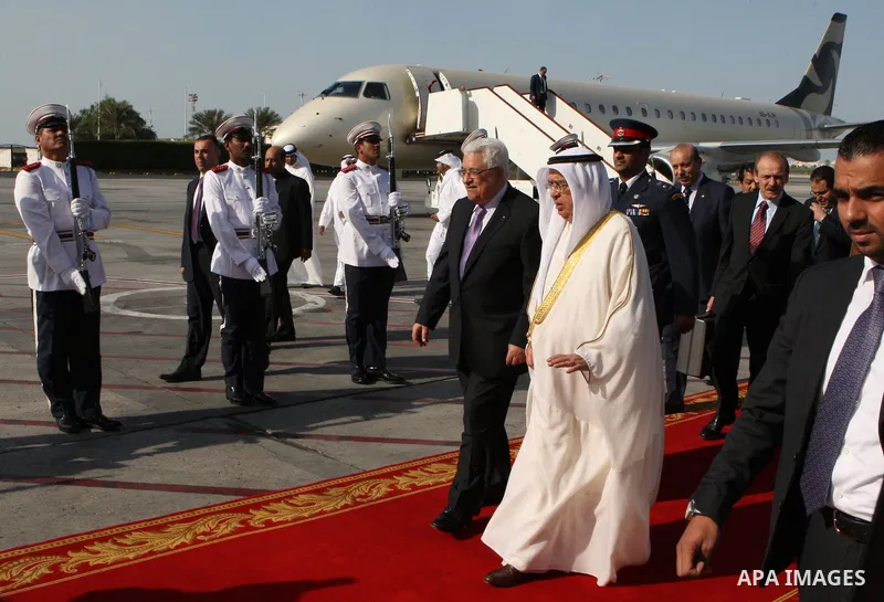 Palestinian President Mahmoud Abbas (Abu Mazen) during his arriving to Bahrain on Nov. 3,2010. Photo by Thaer Ganaim