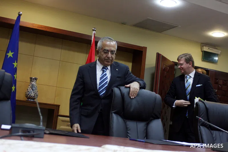 EU Commissioner for Enlargement and Neighbourhood Policy Stefan Fule and Palestinian Prime Minister Salam Fayyad speak during a joint news conference in the West Bank city of Ramallah on November 4, 2010 . photo by Issam...