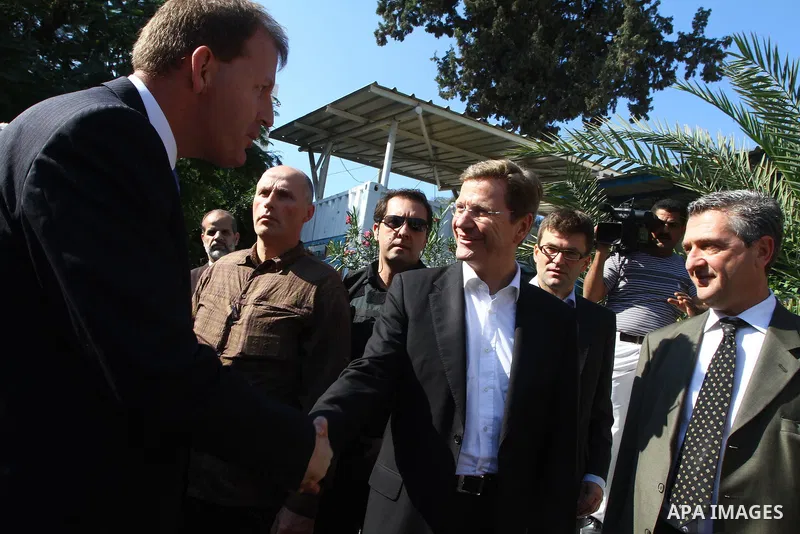 German Foreign Minister , Guiido Westerwelle visits a United Nations Relief and Works Agency (UNRWA) school in Gaza City, Nov. 8, 2010. Visting German Foreign Minister Guiido Westerwelle on Monday called for the lifting...