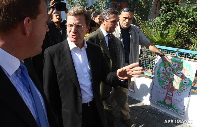 German Foreign Minister , Guiido Westerwelle visits a United Nations Relief and Works Agency (UNRWA) school in Gaza City, Nov. 8, 2010. Visting German Foreign Minister Guiido Westerwelle on Monday called for the lifting...