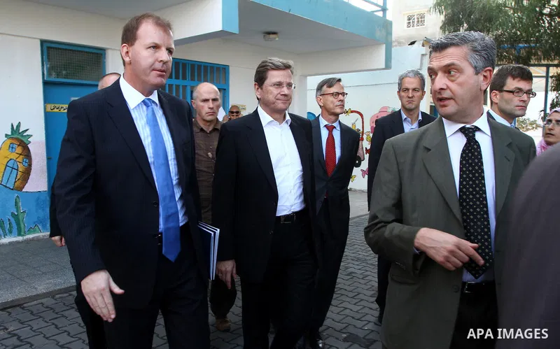 German Foreign Minister , Guiido Westerwelle visits a United Nations Relief and Works Agency (UNRWA) school in Gaza City, Nov. 8, 2010. Visting German Foreign Minister Guiido Westerwelle on Monday called for the lifting...