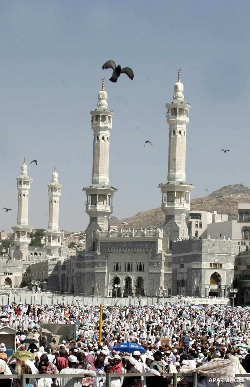 Muslim pilgrims attend Friday prayers outside the Grand Mosque during the annual Hajj in Mecca, Saudi Arabia, Nov 12, 2010. Some 2.5 million Muslims from more than 160 countries converge annually on the Islamic cities of...
