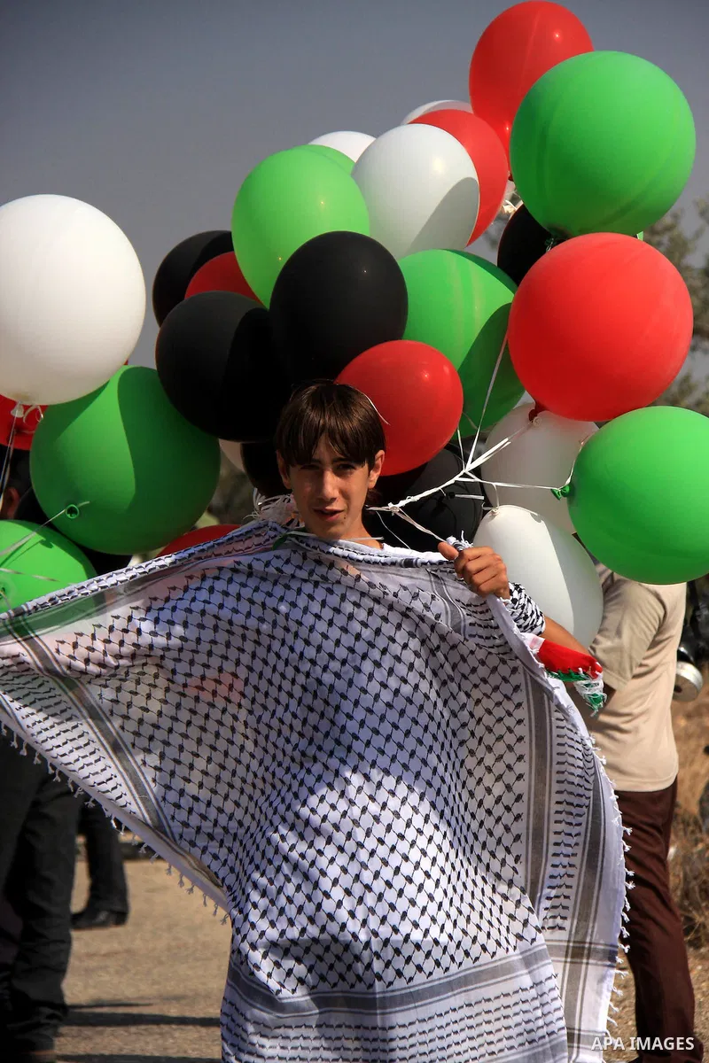 Palestinian and foreign peace activists protest against Israel's separation barrier as masked Palestinian stones throwers clash with Israeli soldiers in the West Bank village of Bilin, near Ramallah, on November 12, 2010...