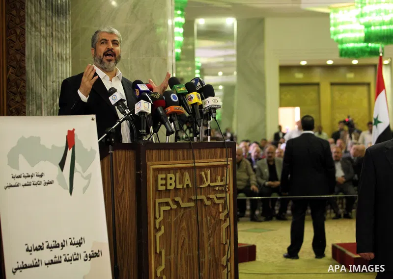 Palestinian Hamas leader Khaled Meshaal , during a conference of the National Commission for protection of the Palestinians rights , In Damascus on Nov. 27,2010. Photo by STR