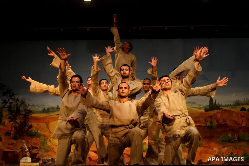 Palestinian actors and actresses perform at the Shawwa Theatre the play " 63 not the last time " in Gaza City on Dec. 4, 2010. The play events speak about the Palestinian catastrophe and the Palestinians immigration from...