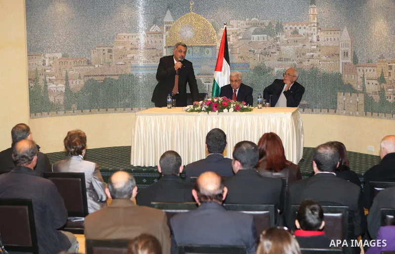 Palestinian President Mahmoud Abbas (Abu Mazen) during a meeting with Christian delegation from the Gaza Strip, in the West Bank city of Bethlehem on Dec. 24,2010. Photo by Thaer Ganaim
