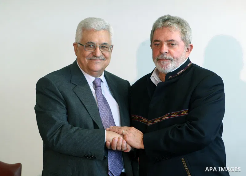 Palestinian President Mahmoud Abbas (Abu Mazen) during a meeting with Brazilian President Luna, In Brasilia on Dec. 31, 2010. Photo by Thaer Ganaim