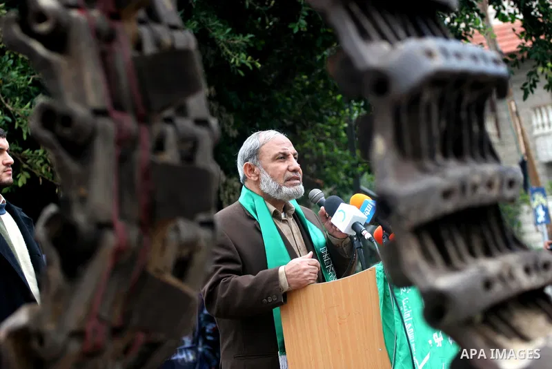 A Palestinian Hamas leader, Mahmoud al-Zahar delivers speech during a rally marking the 2nd anniversary of Israeli war on Gaza Strip, in Gaza City on January 1, 2011. Photo by Mohammed Asad