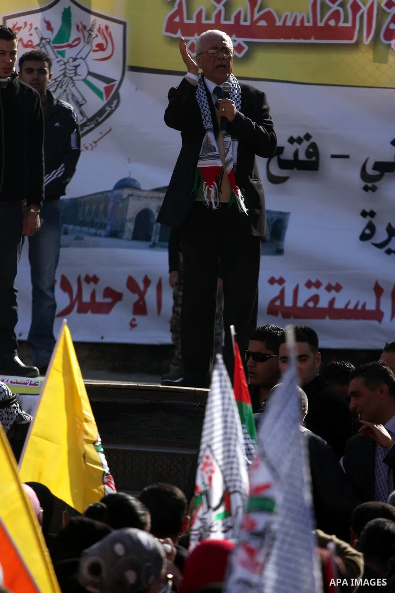 Palestinians take part in the celebrations marking the 46th anniversary of the creation of their Fatah movement in the West Bank city of Ramallah on January 3, 2011. The secular Fatah movement was founded by the iconic l...