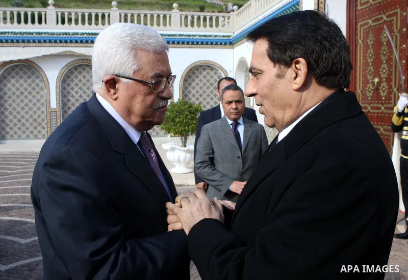 Palestinian President Mahmoud Abbas during a meeting with Tunisian President, Zine El Abidine Ben Ali in Tunis on Jan. 3,2011. Photo by Thaer Ganaim
