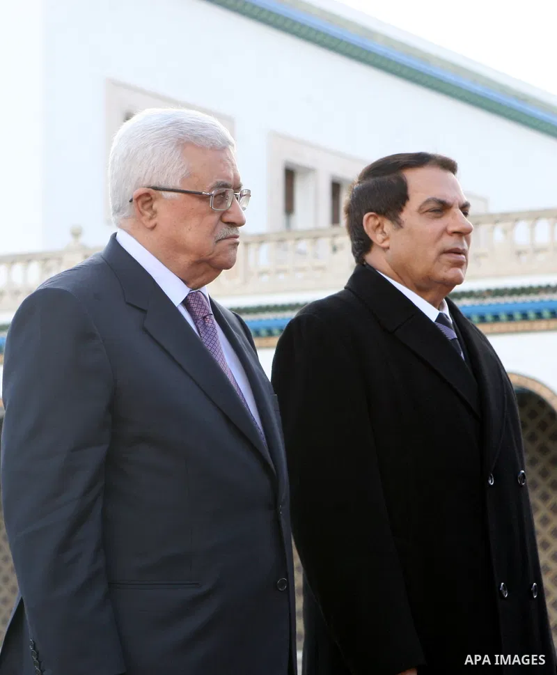 Palestinian President Mahmoud Abbas during a meeting with Tunisian President, Zine El Abidine Ben Ali in Tunis on Jan. 3,2011. Photo by Thaer Ganaim