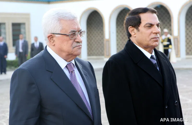 Palestinian President Mahmoud Abbas during a meeting with Tunisian President, Zine El Abidine Ben Ali in Tunis on Jan. 3,2011. Photo by Thaer Ganaim