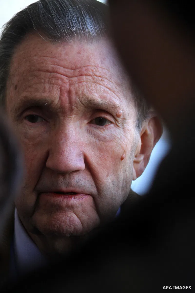 Palestinian Prime Minister in Gaza Strip, Ismail Haneya and former US Attorney General Ramsey Clark attend a press conference in Gaza City on Jan. 5, 2011. An unofficial American delegation headed by former US Attorney G...