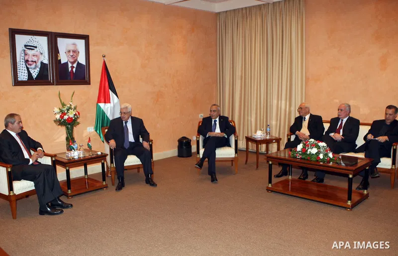 Palestinian President, Mahmoud Abbas (Abu Mazen) during a meeting with Jordanian Foreign Minister, Nasser Joddah in the West Bank City of Bethlehem on Jan. 6,2011. photo by Thaer Ganaim