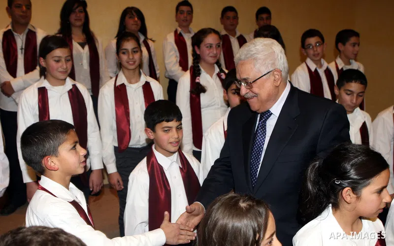 Palestinian President, Mahmoud Abbas (Abu Mazen) during his visit to the Church of Mar geryes Chorus in the West Bank City of Bethlehem on Jan. 6,2011. photo by Thaer Ganaim