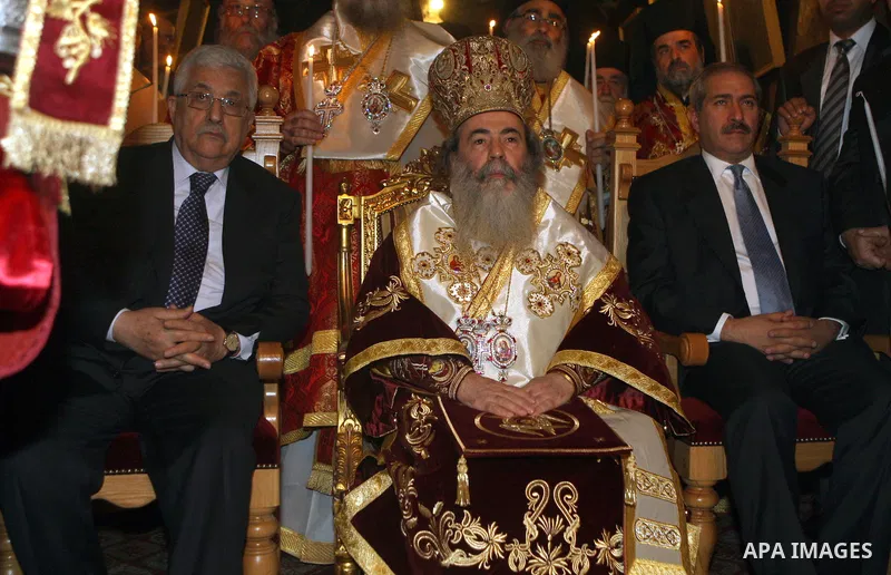 Palestinian President, Mahmoud Abbas (Abu Mazen) participates in the midnight mass for the Feast of Christmas for the Orthodox Christian denominations in the West Bank City of Bethlehem on Jan. 6,2011. photo by Thaer Gan...
