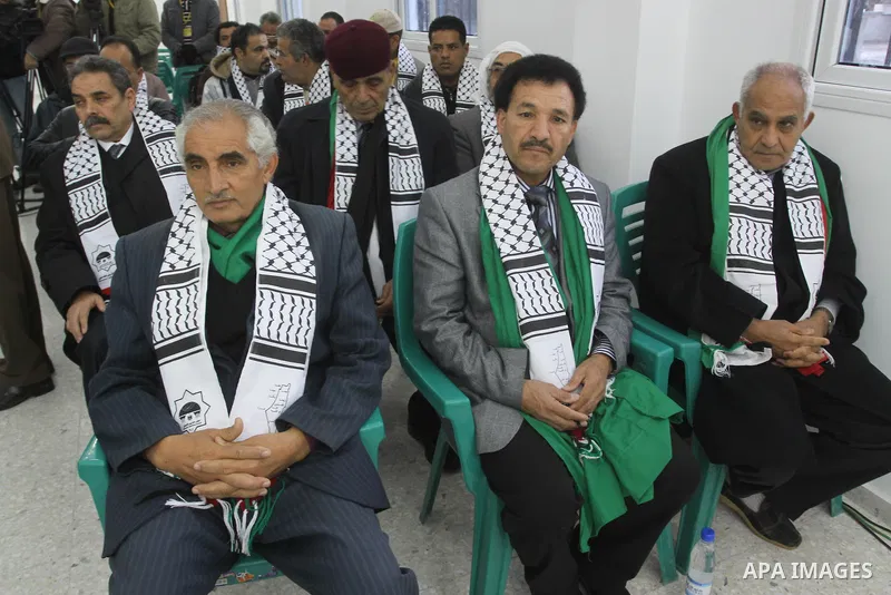 Libyan delegation meets the spokesman of the Palestinian Parliament in Gaza Strip, Ahmed Bahar (not seen) during their visit to the Legislative Council , in Gaza City on Jan. 8,2011. Photo by Mohammed Asad