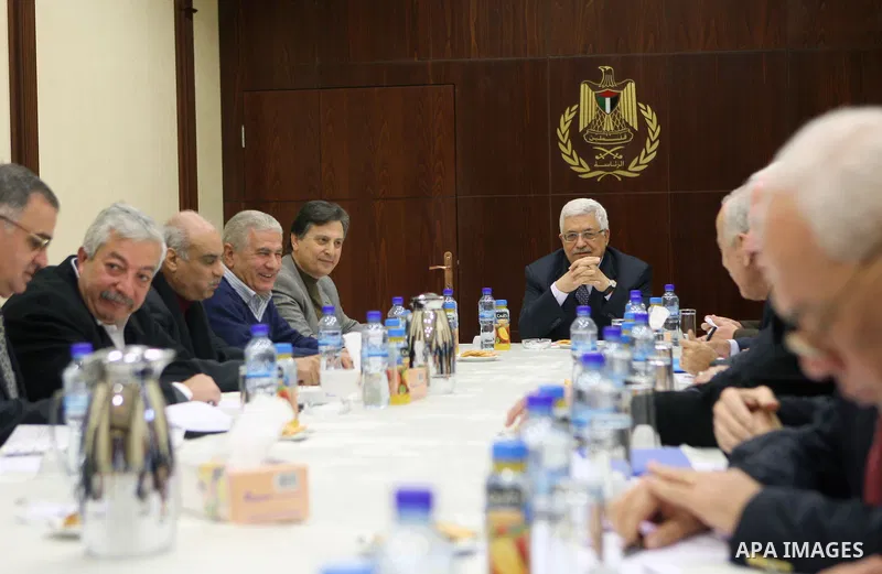 Palestinian President Mahmoud Abbas attending a meeting of the central committee of his Fatah Party in the West Bank city town of Ramallah, on 08 January 2011. Reports state that the Fatah party of Mahmoud Abbas, preside...